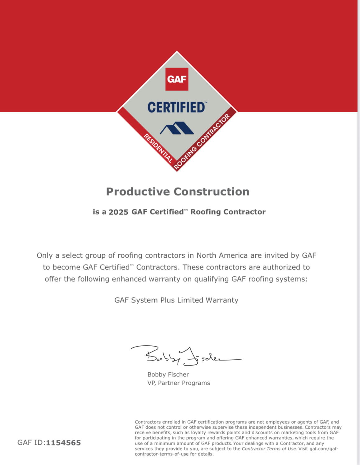 Gaf cert 1
